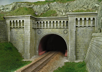 Volkmarshuser Tunnel, Ostportal aus grauem Material, H0